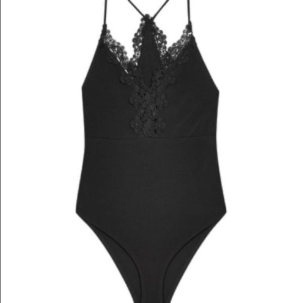 Topshop Lace Trim Strappy Bodysuit